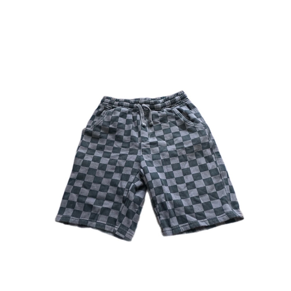 Fabkids Checkerboard Athletic Shorts YXL Gray Drawstring Elastic Waist Pockets‎